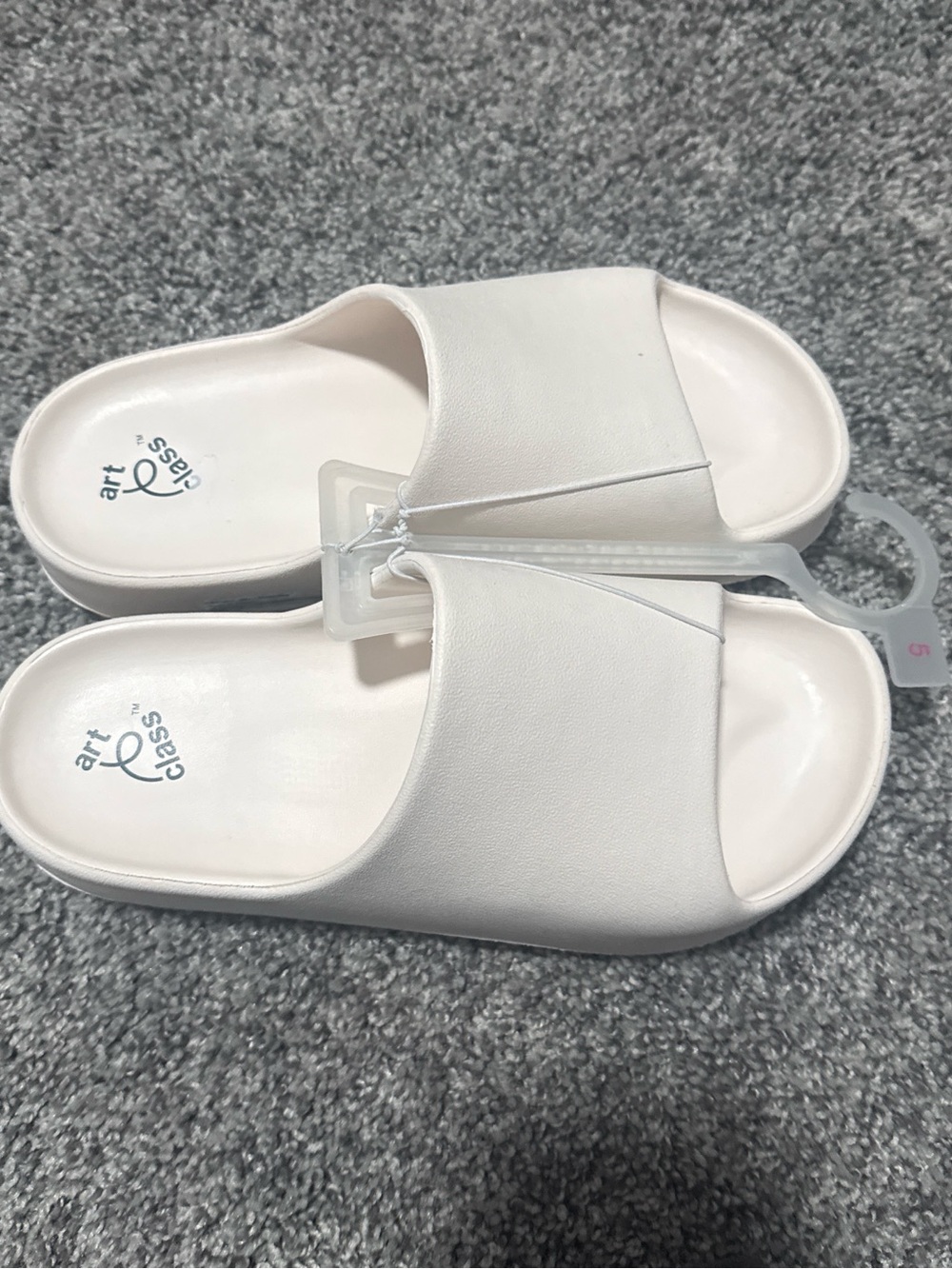 art class Pinkish White Kids Slide Sandals